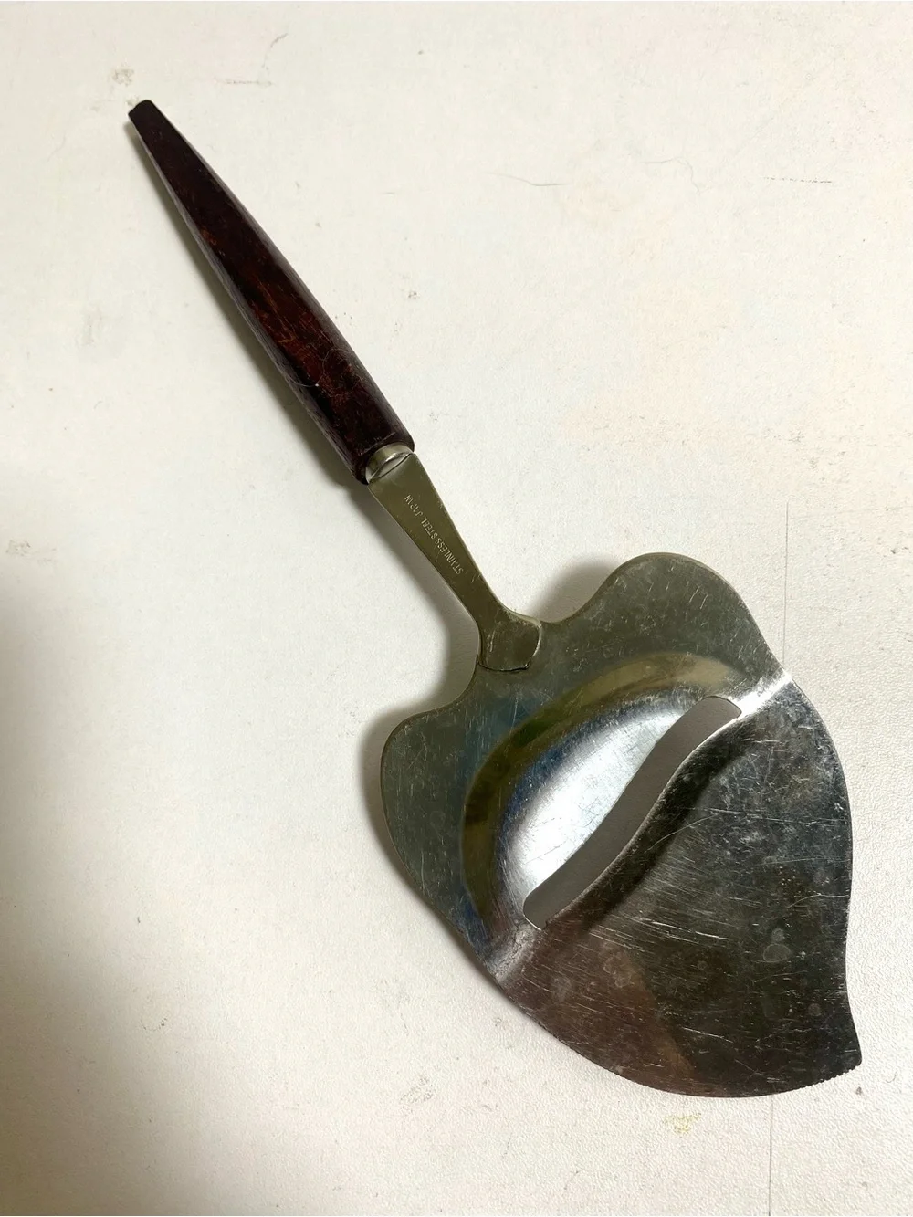 Vintage Japanese Stainless Steel Cheese Slicer Plane Dark Wood Handle